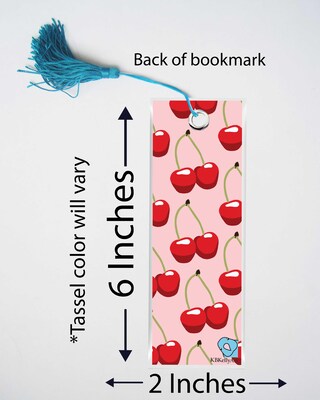 Cherry Bookmark Fruit Bookmark Food Bookmark Red Cherries Laminated Bookmark with Tassel Cute Bookmark Colorful Bookmark Gifts for Readers - image2